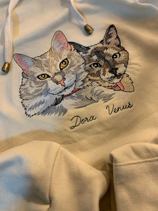Buzo personalizado con el retrato bordado de tus mascotas