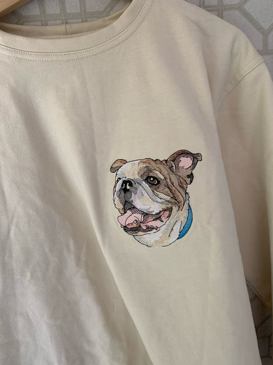 Camiseta personalizada con el retrato bordado de tu mascota